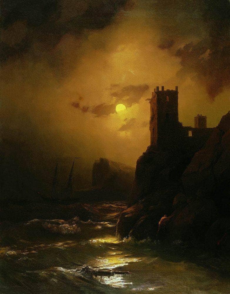 Tower. Shipwreck by Ivan Aivazovsky — hand-painted eco oil painting reproduction on canvas