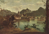 Town and Lake Como by Camille Corot — hand-painted architectural oil painting reproduction on canvas