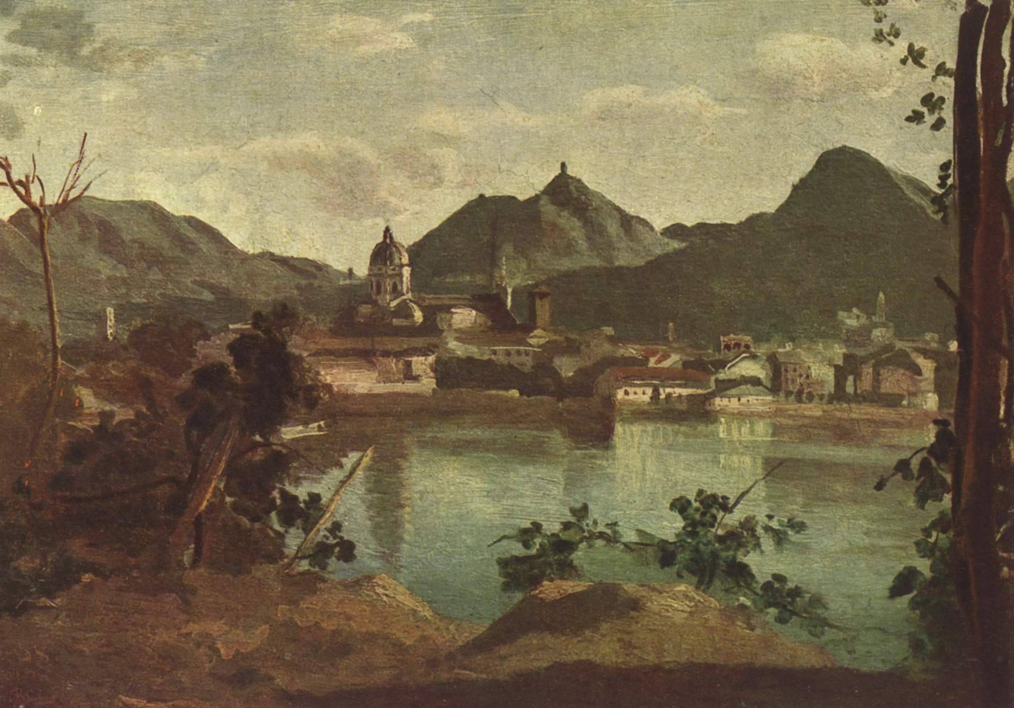 Town and Lake Como - Camille Corot