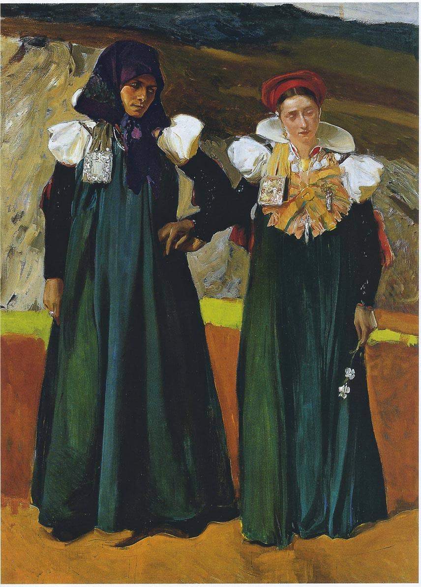 Traditional dress from the Anso Valley by Joaquín Sorolla — hand-painted portrait oil painting reproduction on canvas