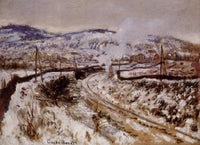Train in the Snow at Argenteuil by Claude Monet — hand-painted landscape oil painting reproduction on canvas