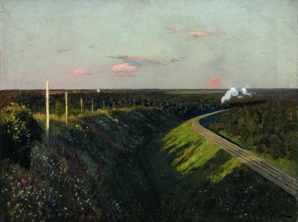 Train on the way by Isaac Levitan — hand-painted landscape oil painting reproduction on canvas