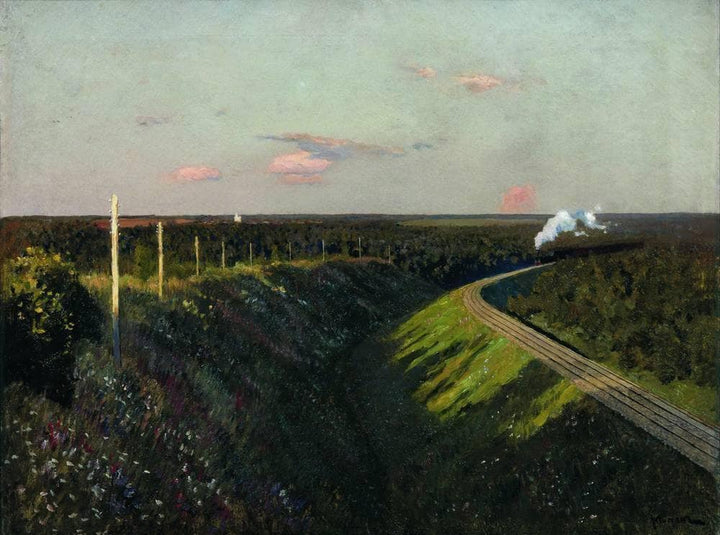 Train on the way by Isaac Levitan — hand-painted landscape oil painting reproduction on canvas