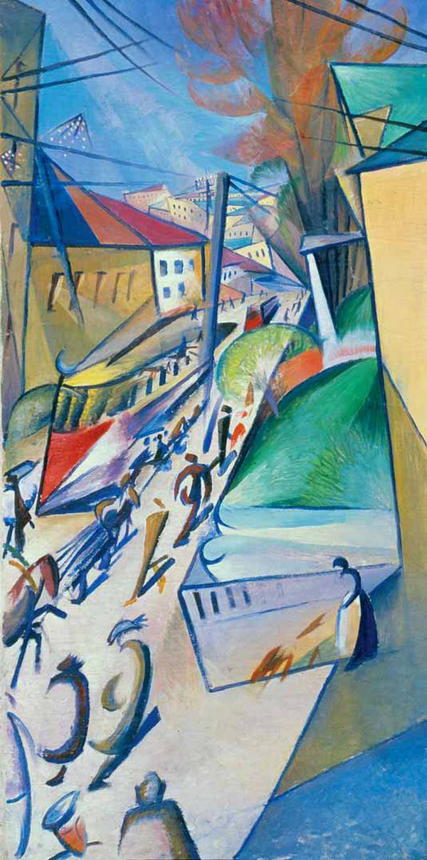 Tram by Oleksandr Bogomazov, hand-painted abstract oil painting reproduction on canvas