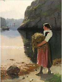 Transporting Hay by Hans Dahl — hand-painted landscape oil painting reproduction on canvas