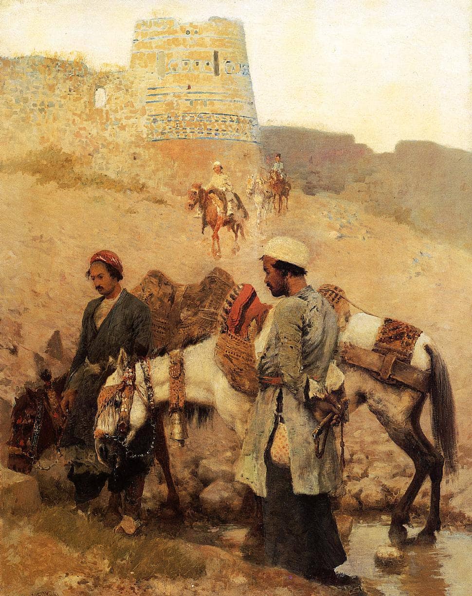 Traveling in Persia by Edwin Lord Weeks — hand-painted animal oil painting reproduction on canvas