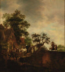 Travellers Halting at an Inn by Isaac van Ostade — rural oil painting wall art, Baroque
