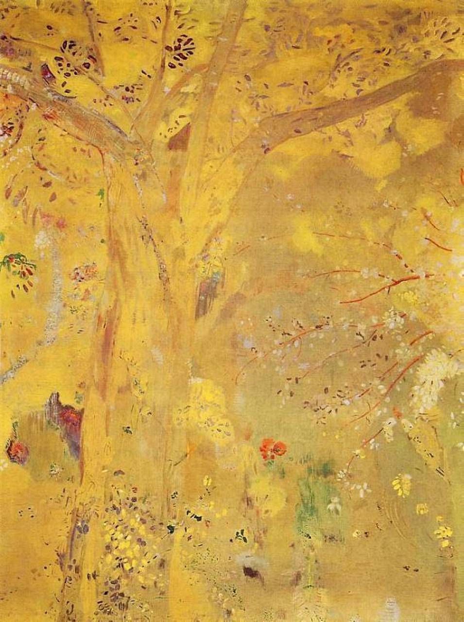 Tree Against a Yellow Background - Odilon Redon