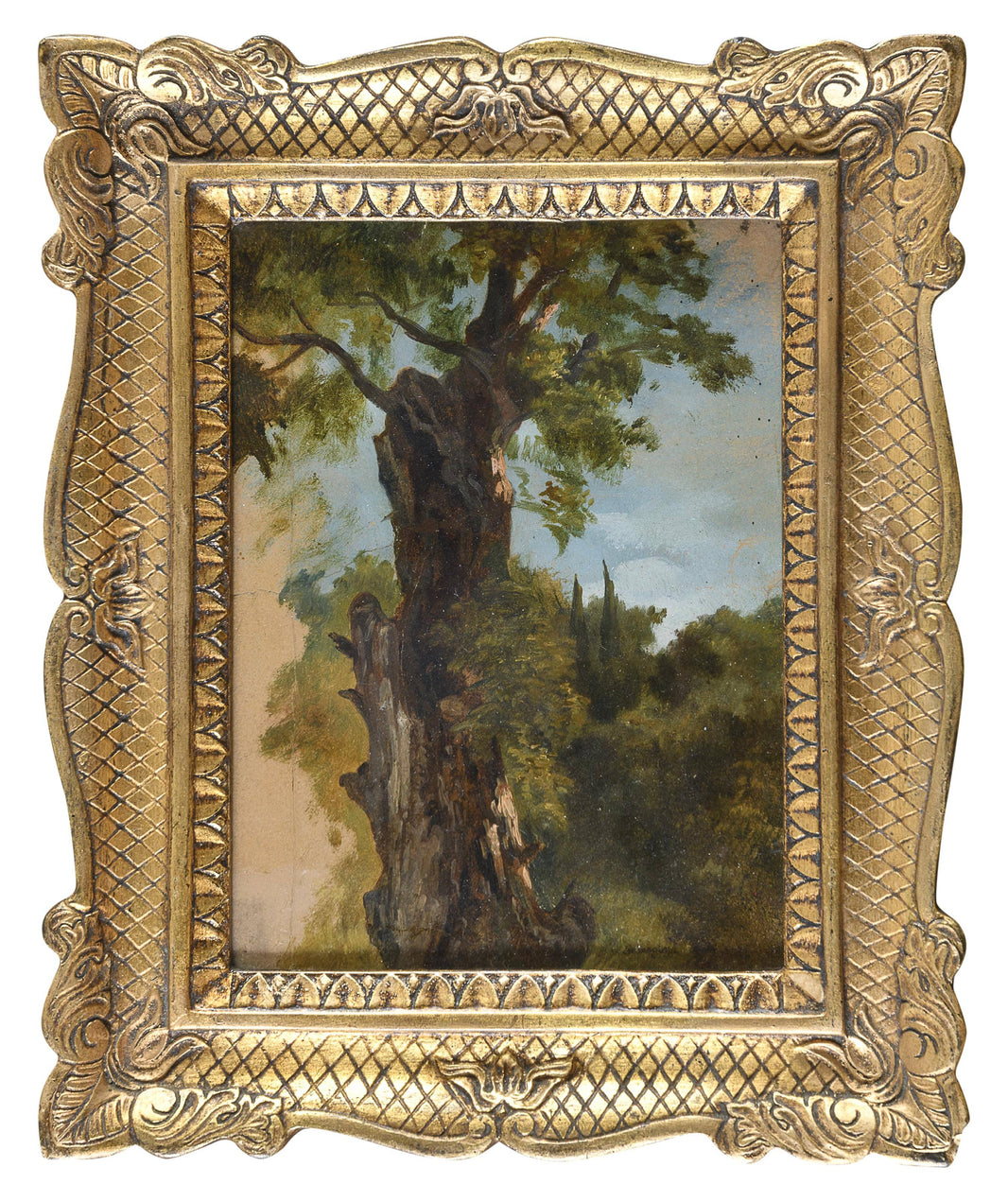 Tree in a landscape by Gabriele Smargiassi — hand-painted landscape oil painting reproduction on canvas