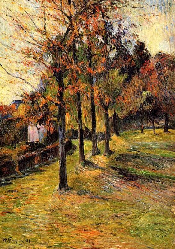 Tree linen road, Rouen by Paul Gauguin — hand-painted botanical oil painting reproduction on canvas