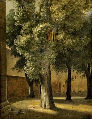Tree studies in the monastery garden of Procida by Ernst Meyer — hand-painted botanical oil painting reproduction on canvas