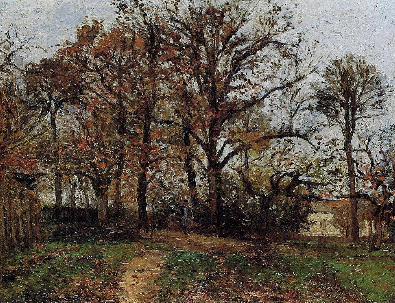 Trees on a Hill, Autumn, Landscape in Louveciennes - Camille Pissarro