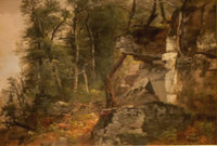 Trees on a Rocky Hillside by Asher Brown Durand — hand-painted botanical oil painting reproduction on canvas