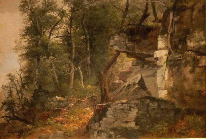 Trees on a Rocky Hillside by Asher Brown Durand — hand-painted botanical oil painting reproduction on canvas