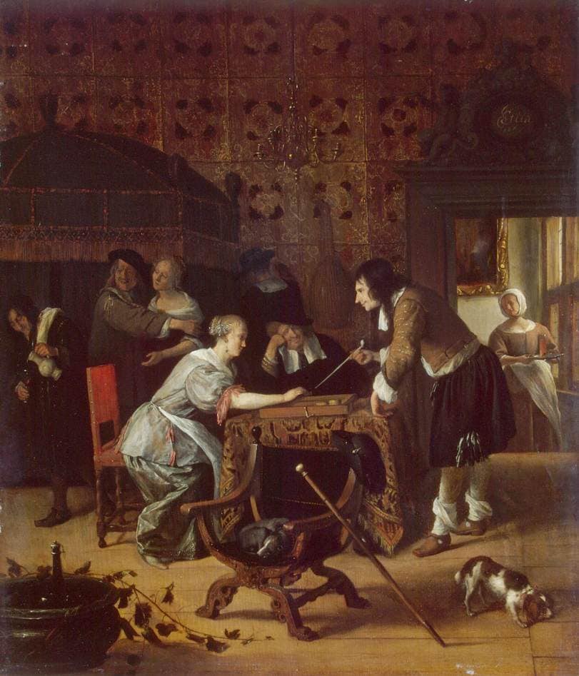Tric Trac Players by Jan Steen — hand-painted portrait oil painting reproduction on canvas