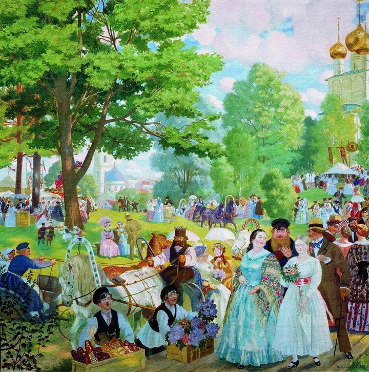 Trinity Day by Boris Kustodiev — hand-painted botanical oil painting reproduction on canvas