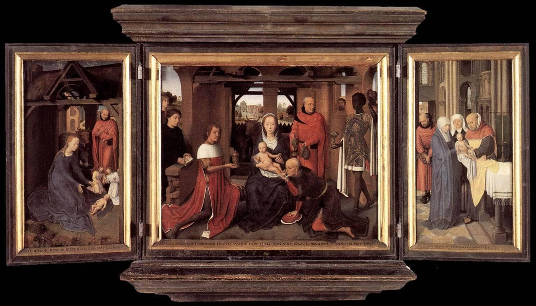 Triptych of Jan Floreins by Hans Memling — hand-painted photography oil painting reproduction on canvas