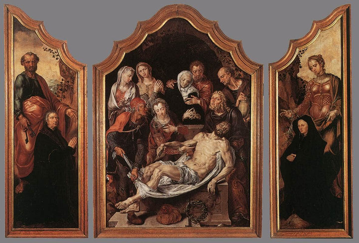 Triptych of the Entombment by Maerten van Heemskerck — hand-painted cultural oil painting reproduction on canvas