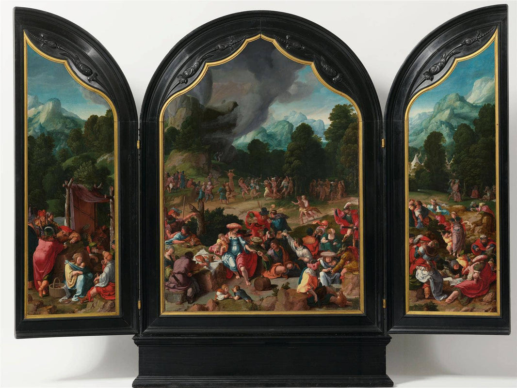 Triptych with Adoration of the Golden Calf by Lucas van Leyden — hand-painted cultural oil painting reproduction on canvas