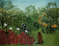 Tropical Forest with Apes and Snake by Henri Rousseau — hand-painted abstract oil painting reproduction on canvas