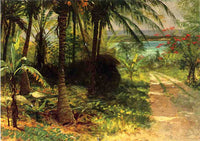 Tropical Landscape by Albert Bierstadt — hand-painted botanical oil painting reproduction on canvas
