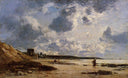 Trouville, Black Rocks by Eugene Boudin — hand-painted landscape oil painting reproduction on canvas