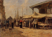 Trouville, Fish Market by Eugene Boudin — hand-painted botanical oil painting reproduction on canvas