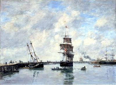 Trouville, piers, high tide - Eugene Boudin