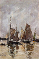 Trouville, Sardine Boats Getting Underway by Eugene Boudin — hand-painted landscape oil painting reproduction on canvas