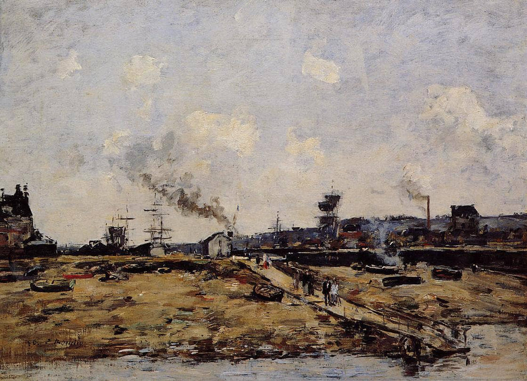 Trouville, the Ferry to Deauville by Eugene Boudin — hand-painted landscape oil painting reproduction on canvas