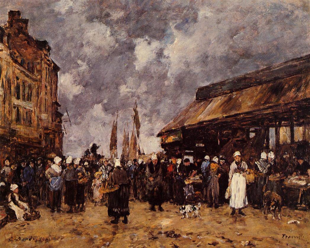 Trouville, the Fish Market - Eugene Boudin