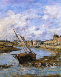 Trouville, the Inner Port, Low tide by Eugene Boudin — hand-painted landscape oil painting reproduction on canvas