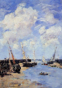 Trouville, the Jettys, Low Tide by Eugene Boudin — hand-painted landscape oil painting reproduction on canvas
