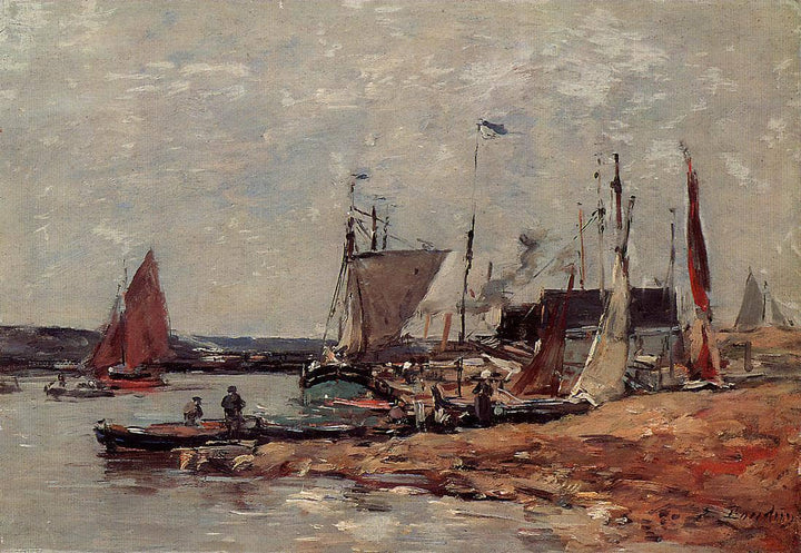 Trouville, the Port by Eugene Boudin — hand-painted nautical oil painting reproduction on canvas