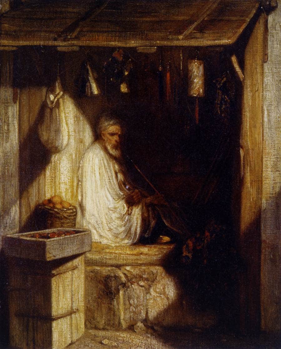 Turkish Merchant Smoking in His Shop by Alexandre-Gabriel Decamps — hand-painted cultural oil painting reproduction on canvas