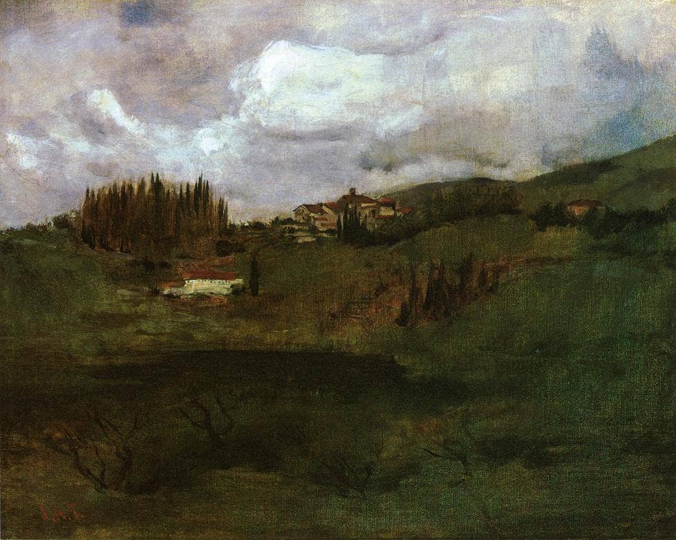 Tuscan Landscape by John Henry Twachtman — hand-painted botanical oil painting reproduction on canvas