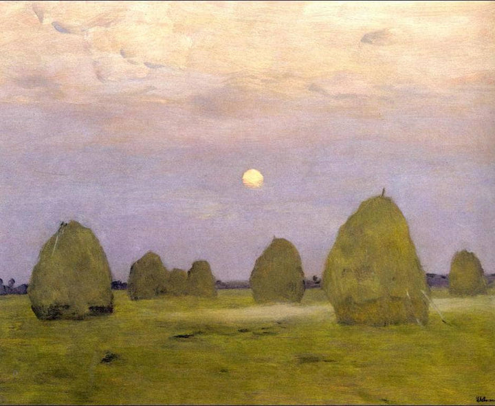 Twilight. Haystacks by Isaac Levitan — hand-painted eco oil painting reproduction on canvas