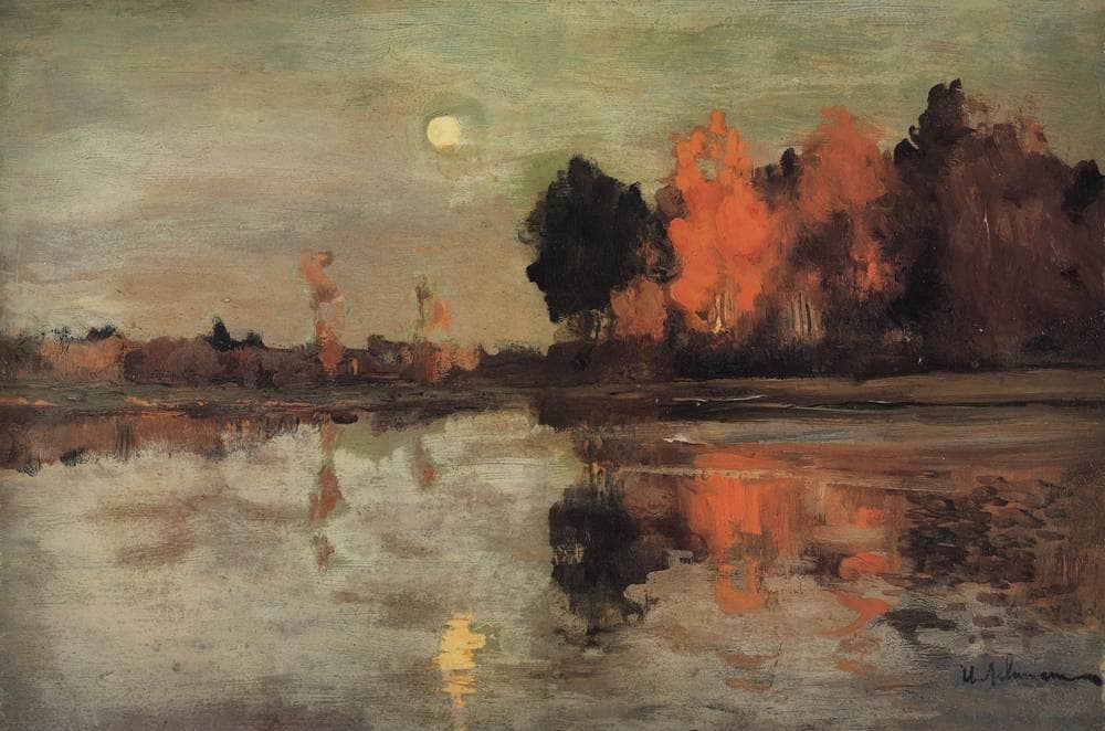 Twilight. Moon. by Isaac Levitan — hand-painted impressionism oil painting reproduction on canvas