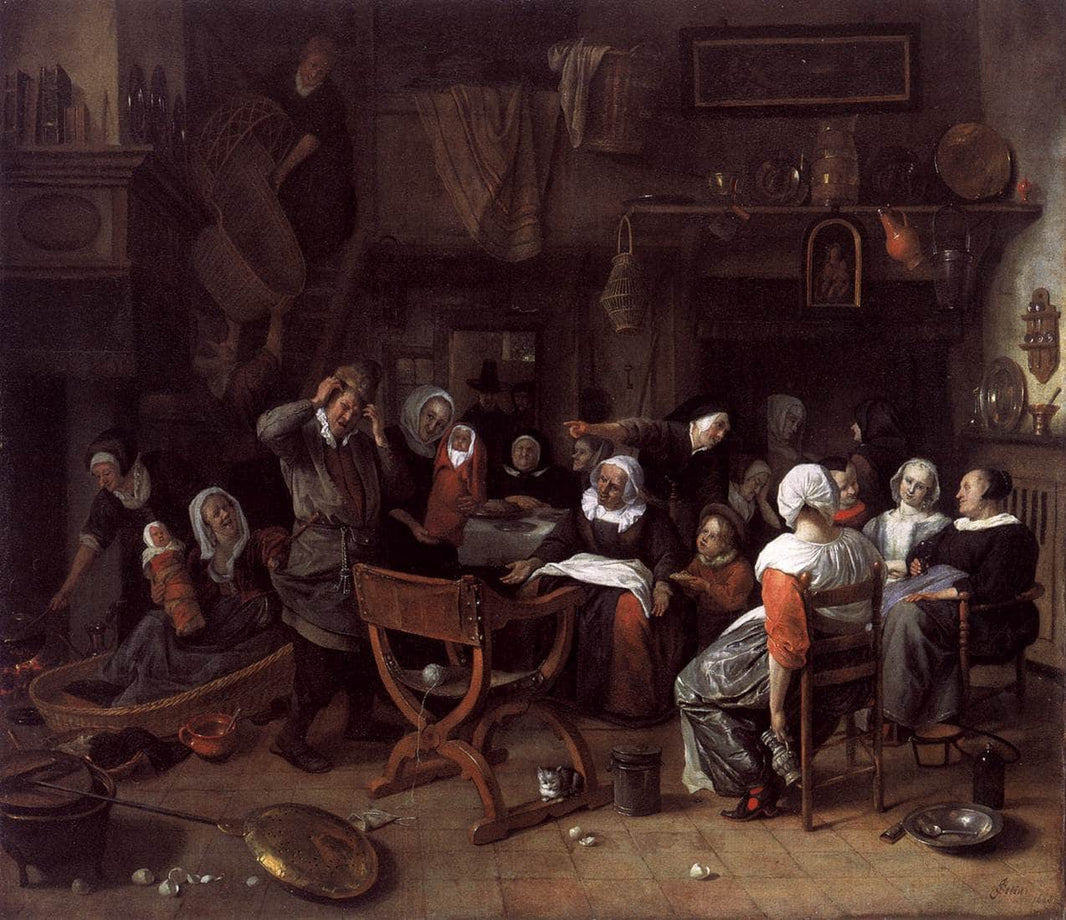 Twin Birth Celebration by Jan Steen — hand-painted portrait oil painting reproduction on canvas