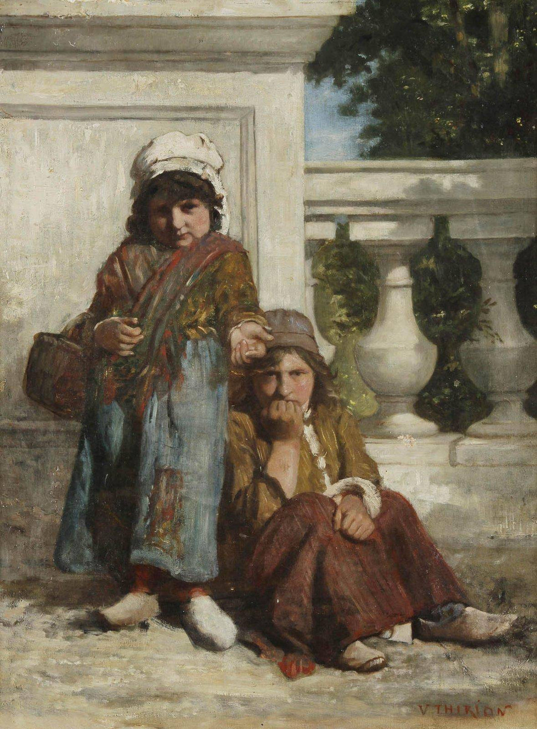 Two beggars by Charles Victor Thirion — hand-painted portrait oil painting reproduction on canvas
