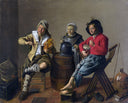 Two Boys and a Girl Making Music by Jan Miense Molenaer — group oil painting wall art, Baroque
