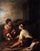 Two boys playing dice in master bedroom