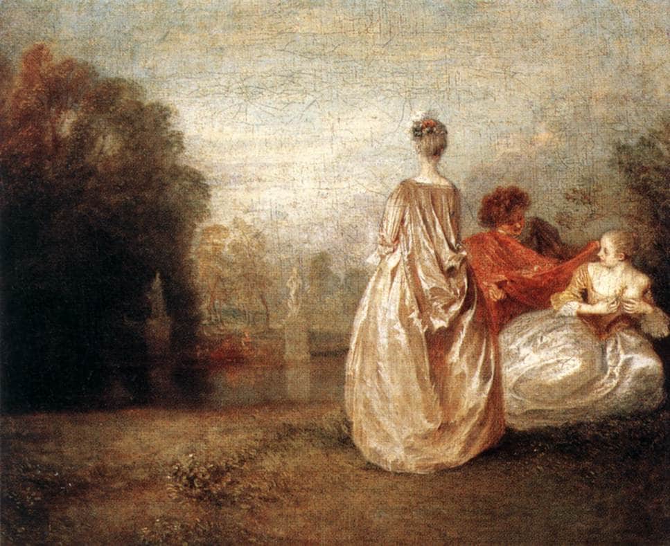Two Cousins by Antoine Watteau — hand-painted botanical oil painting reproduction on canvas