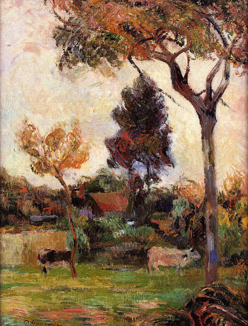 Two cows in the meadow - Paul Gauguin