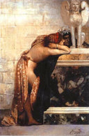 Two Figures by a Statue of Sphinx (study) by Henryk Siemiradzki — female oil painting wall art, Academicism