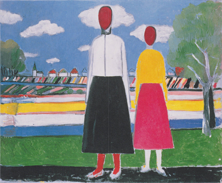 Two Figures in a Landscape by Kazimir Malevich — hand-painted abstract oil painting reproduction on canvas