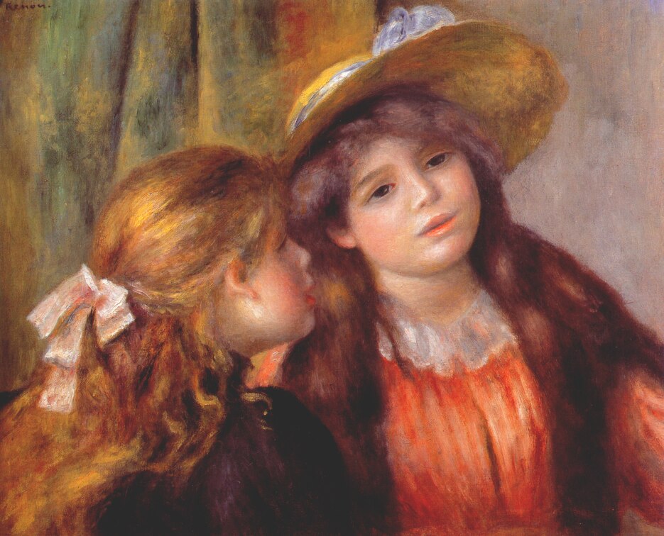 Two girls by Pierre-Auguste Renoir — hand-painted portrait oil painting reproduction on canvas