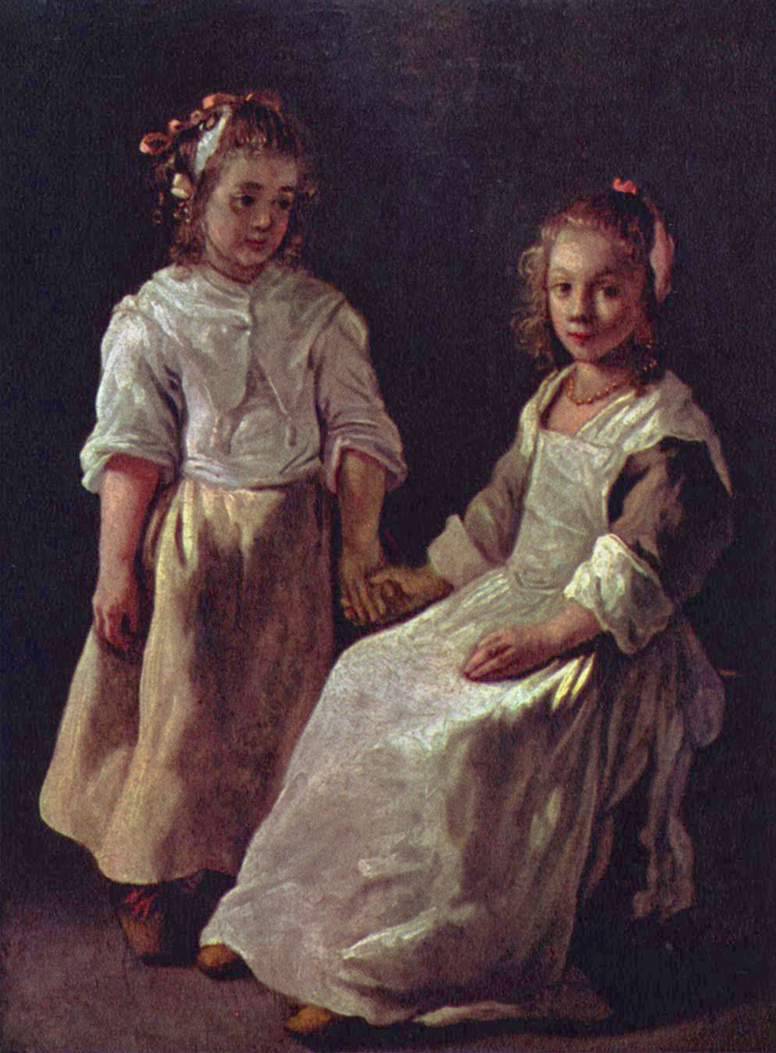 Two girls by Le Nain brothers, hand-painted portrait oil painting reproduction on canvas