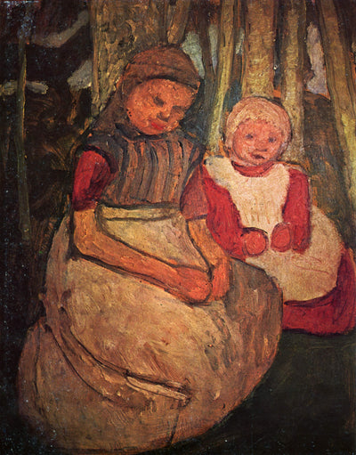 Two girls seated in the birch forest by Paula Modersohn-Becker — oil painting reproduction