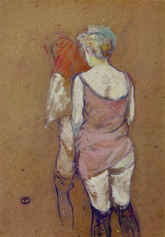 Two Half Naked Women Seen from Behind in the Rue des Moulins Brothel - Henri de Toulouse-Lautrec